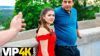 Curvy Czech teen gets nailed for money in front of her dad