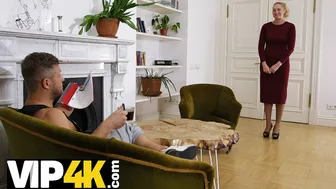 Mature blonde in stockings fucks interviewer in hot job scene