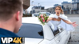 Slutty cheating bride fucks in the wedding limo with her fiancee