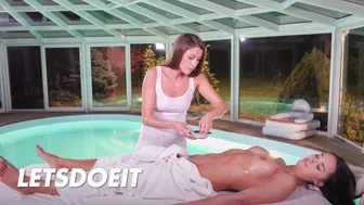 Eliza Keagan and Viktoria Sweet Explore Oily Lesbian Massage and Scissoring