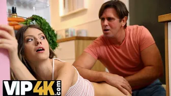 Horny man fucks petite teen stuck in the kitchen fridge
