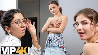 Olivia Trunk and Milana Taylor have wild lesbian threesome with sex toys at work