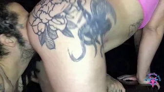 Hot brunette milf with a big booty gets her ass eaten then fucked rough in high heels