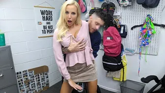 Buxom Blonde MILF Stripped & Cavity Searched in Backroom