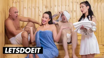 Cheating Slut Gets Pounded in Steamy Sauna Fuck