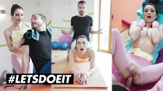 Seductive brunette Valentina Bianco spreads for cock at the gym